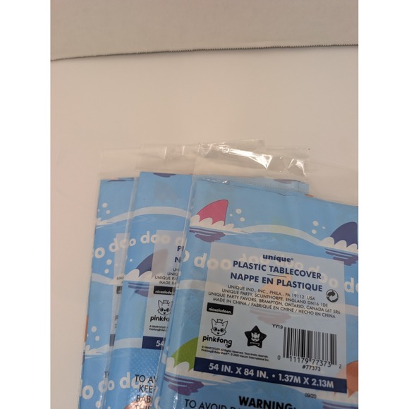 Lot of 3 Pinkfong Baby Shark Plastic Tablecover Nickelodeon Birthday Party 54x84 - Picture 4 of 5